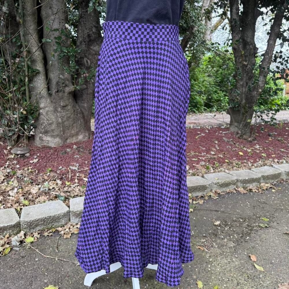 Gothic purple checkered maxi skirt